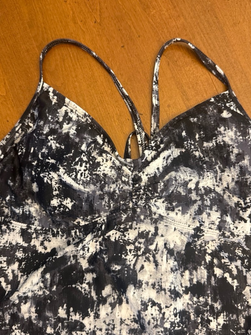 Athleta Black and White Printed Strappy Adjustable Athletic Dress